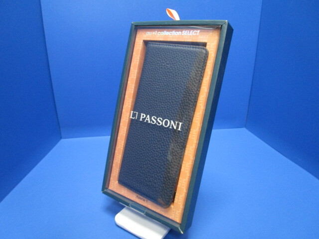 LORNA PASSONI Kipskin Xperia 1 本革 牛革 手帳型 ケース Leather Folio Case ネイビー au+1collection KDDI拍卖