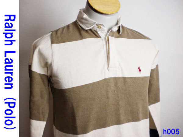 美品 ◆ ラルフローレン ラガーシャツ 茶青白 サイズ18◆ h005拍卖