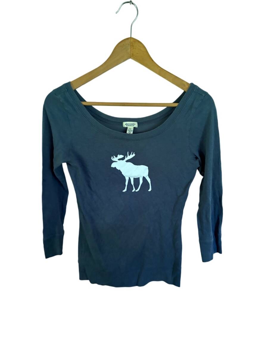 abercrombieアバクロ7分袖Tシャツ navy XL拍卖
