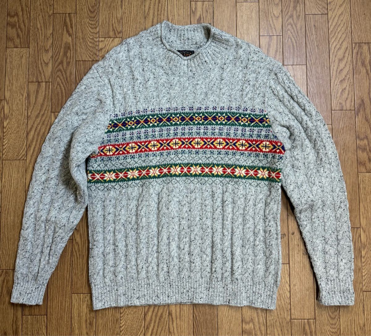 BEAMS PLUS ケーブルニット【L】グレー ウール ビームスプラス 拍卖