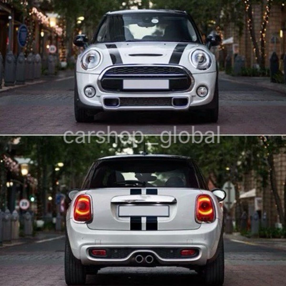 BMW MINI ミニクーパー ストライプ ステッカー デカール R50/R53/R56/R55等 カラー2色有 ブラック/ホワイト フロント&リアセット 防水拍卖