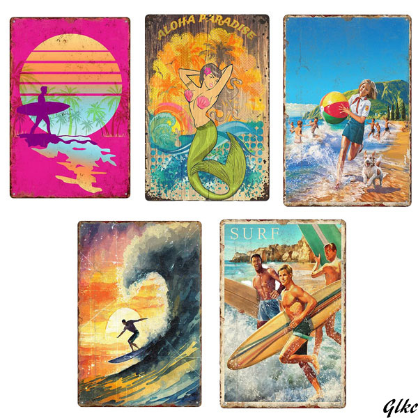 【アメリカン・ヴィンテージ風メタルプレート看板5枚セット】 メタルサイン 20×30cm レトロ看板 ディスプレイ インテリア (1)拍卖