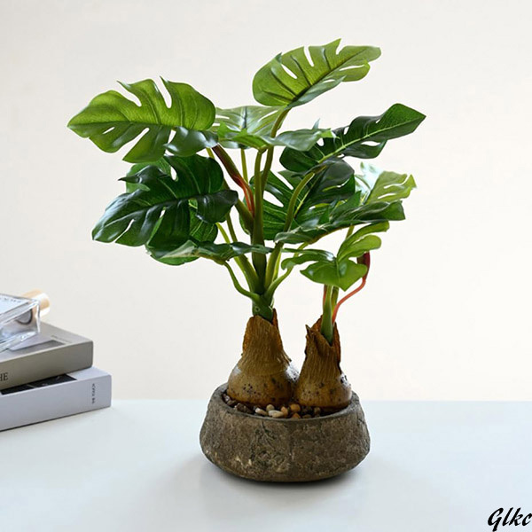 【光触媒で消臭&抗菌!】 光触媒 人工盆栽 モンステラ 卓上用 インテリア 雑貨 フェイクグリーン 室内用 お手入れ簡単 風水効果拍卖