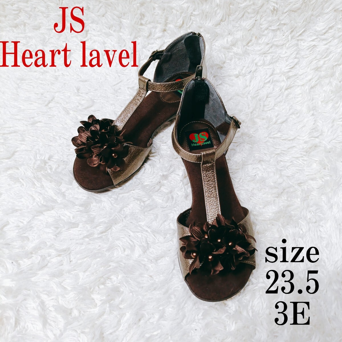 JS ハートレーベル コンフォートサンダル モチーフ バッグジップ 23.5 パンプス拍卖