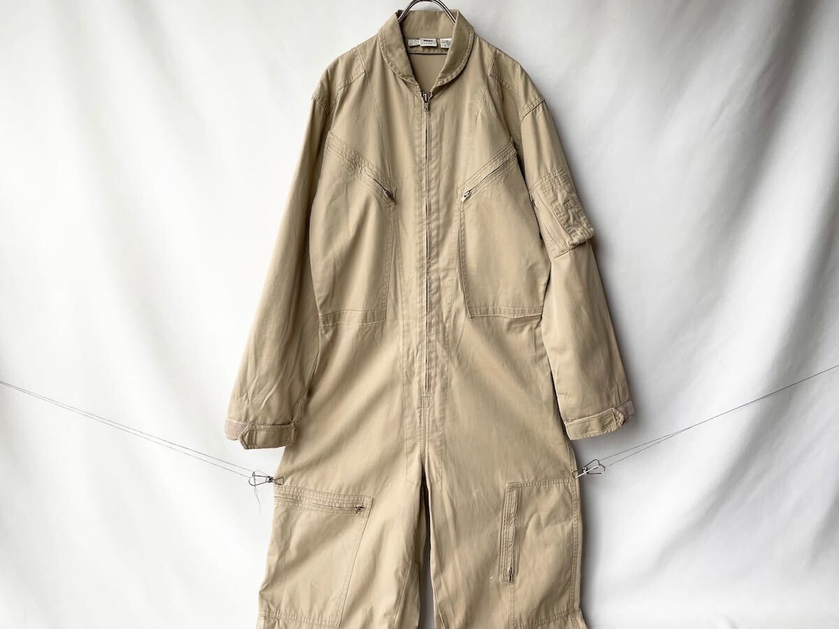 希少 90s DKNY ダナキャラン ジャンプスーツ つなぎ フライトスーツ ベージュ セットアップ 古着ビンテージ vintage拍卖
