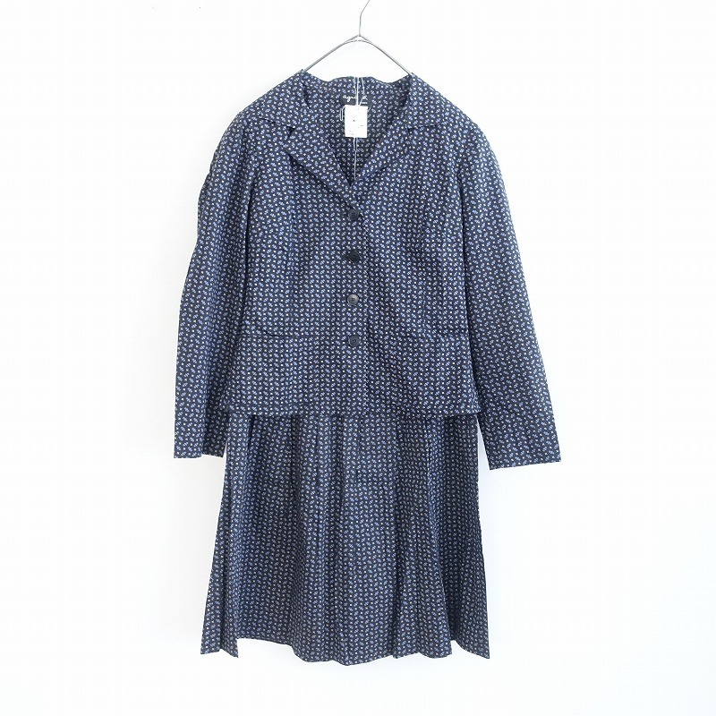 アニエスベー agnes b. *総柄セットアップスカートスーツ 38*ジャケット綿コットン紺ネイビーアニエスb.(jk84-2504-113)【02E52】拍卖