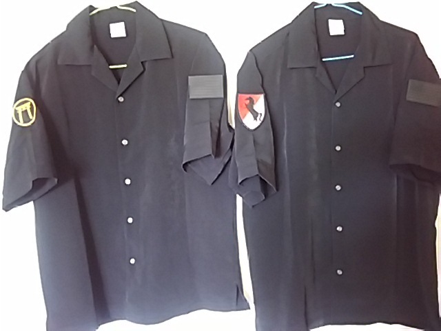 第11機甲騎連隊シャツブラウス 黒 サイズS・M 2枚 ポリエステル100% USAフラッグゴム 黒星条旗 新品未使用品拍卖