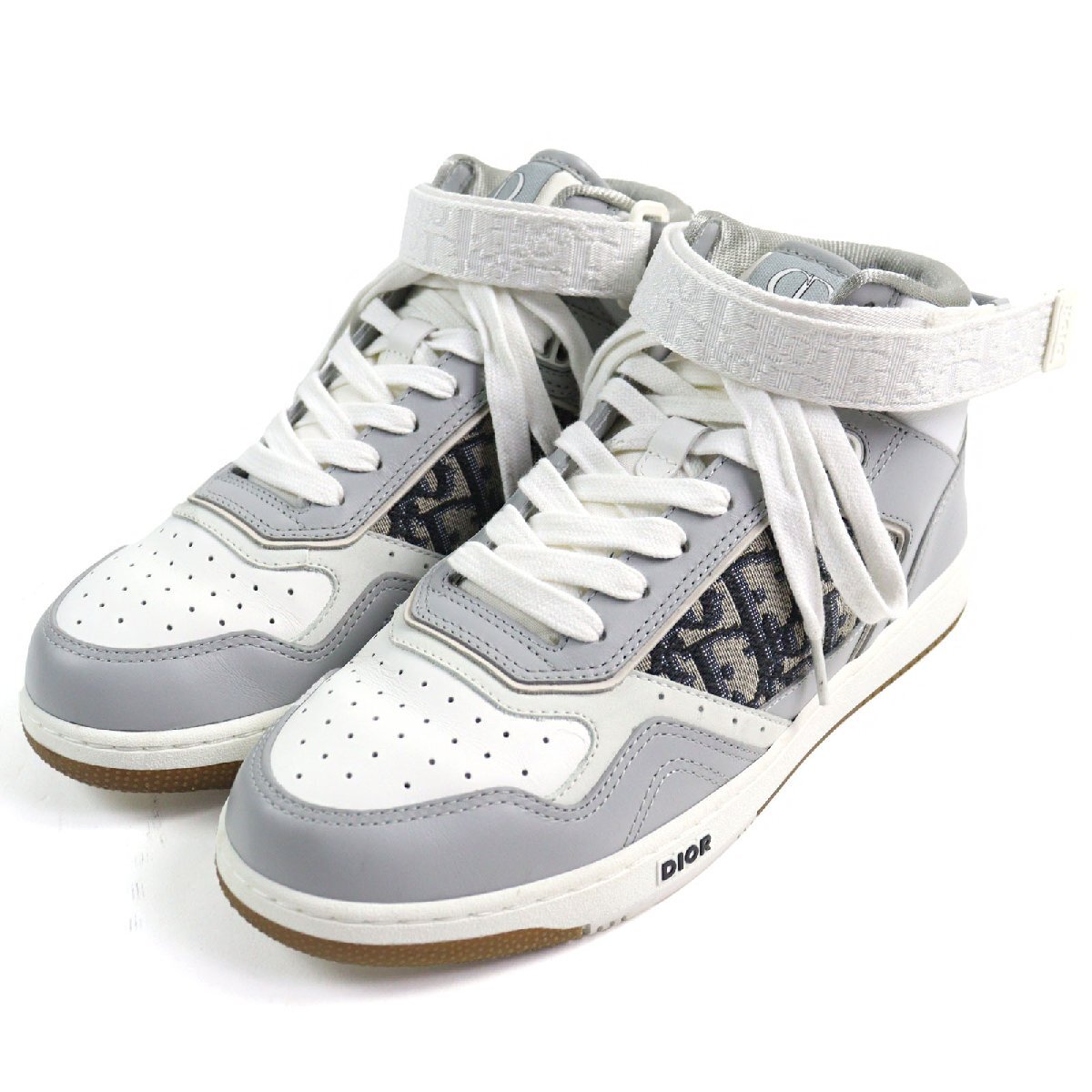 美品○DIOR ディオール オム 3SH132ZIR B27 LT CALF OBLIQUE JAC オブリーク CDロゴ ジャカード レザー ミッドカット スニーカー 39拍卖