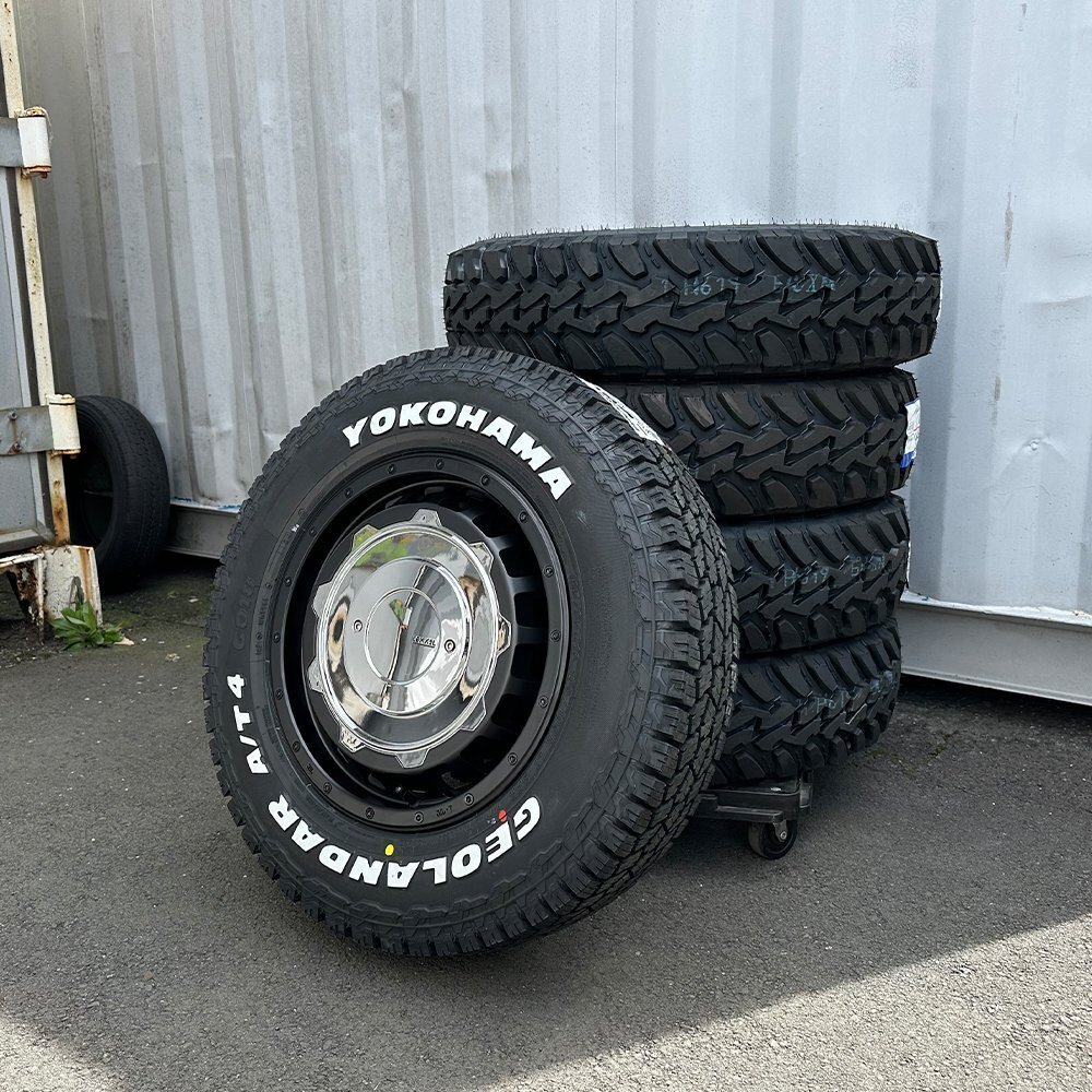 ジムニー JB23 JB64 LEXXEL SwaGGer Old style ヨコハマ ジオランダーAT4 185/85R16 タイヤホイールセット 16インチ ホワイトレター拍卖