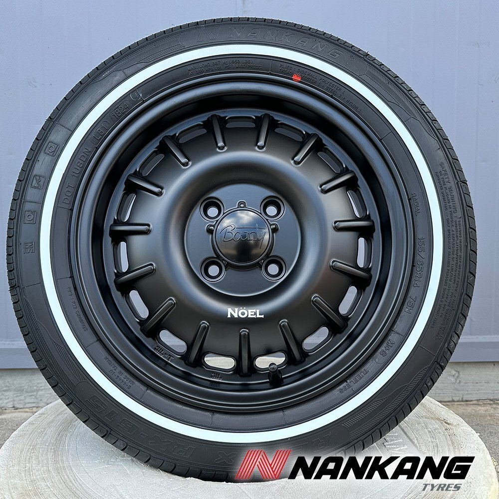 ラパン ココア ムーヴキャンバス ワゴンR スマイル ナンカン ホワイトリボン 155/65R14 14インチ ホワイトレター タイヤホイールセット拍卖