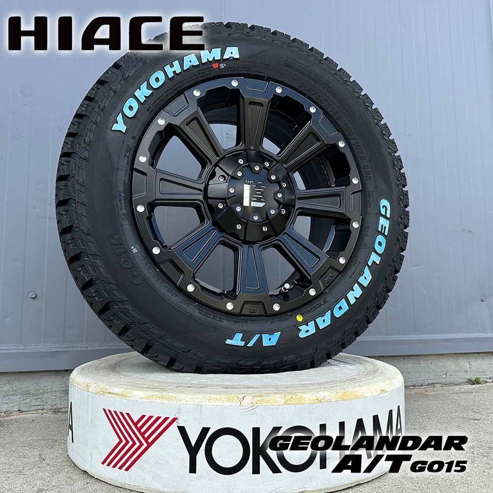 【HIACE】 YOKOHAMA ヨコハマ ジオランダー AT 215/65R16 C ホワイトレター DeathRock ハイエース200系 レジアスエース 車検対応 16in拍卖