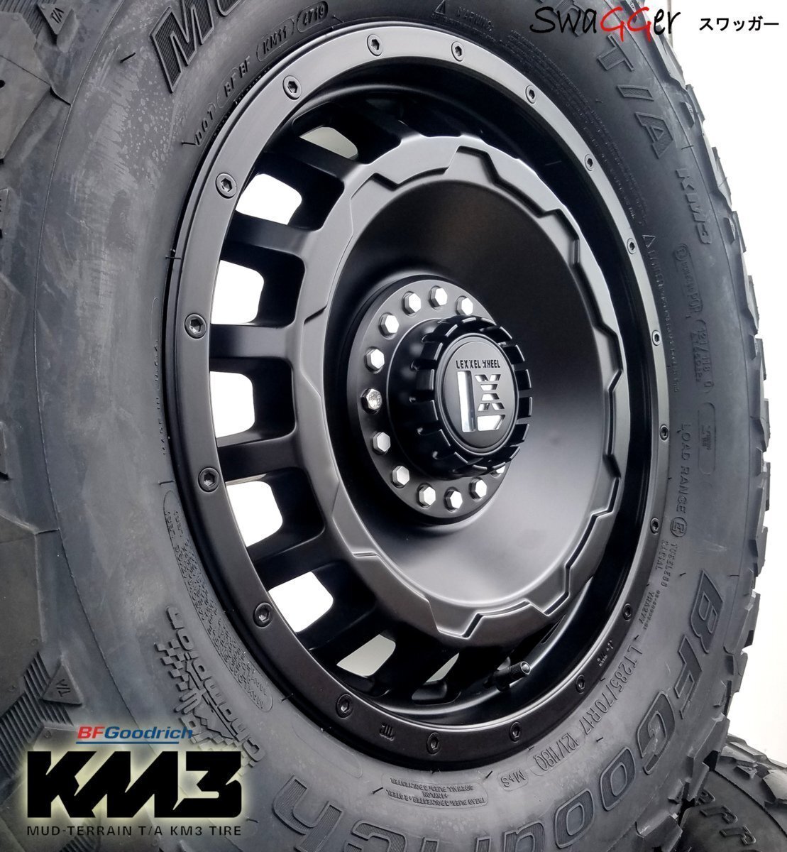 プラド ハイラックス サーフ FJ H3 LEXXEL SwaGGer BF Goodrich MUDTERRAIN KM3 265/70R17 285/70R17 タイヤホイール 17インチ拍卖