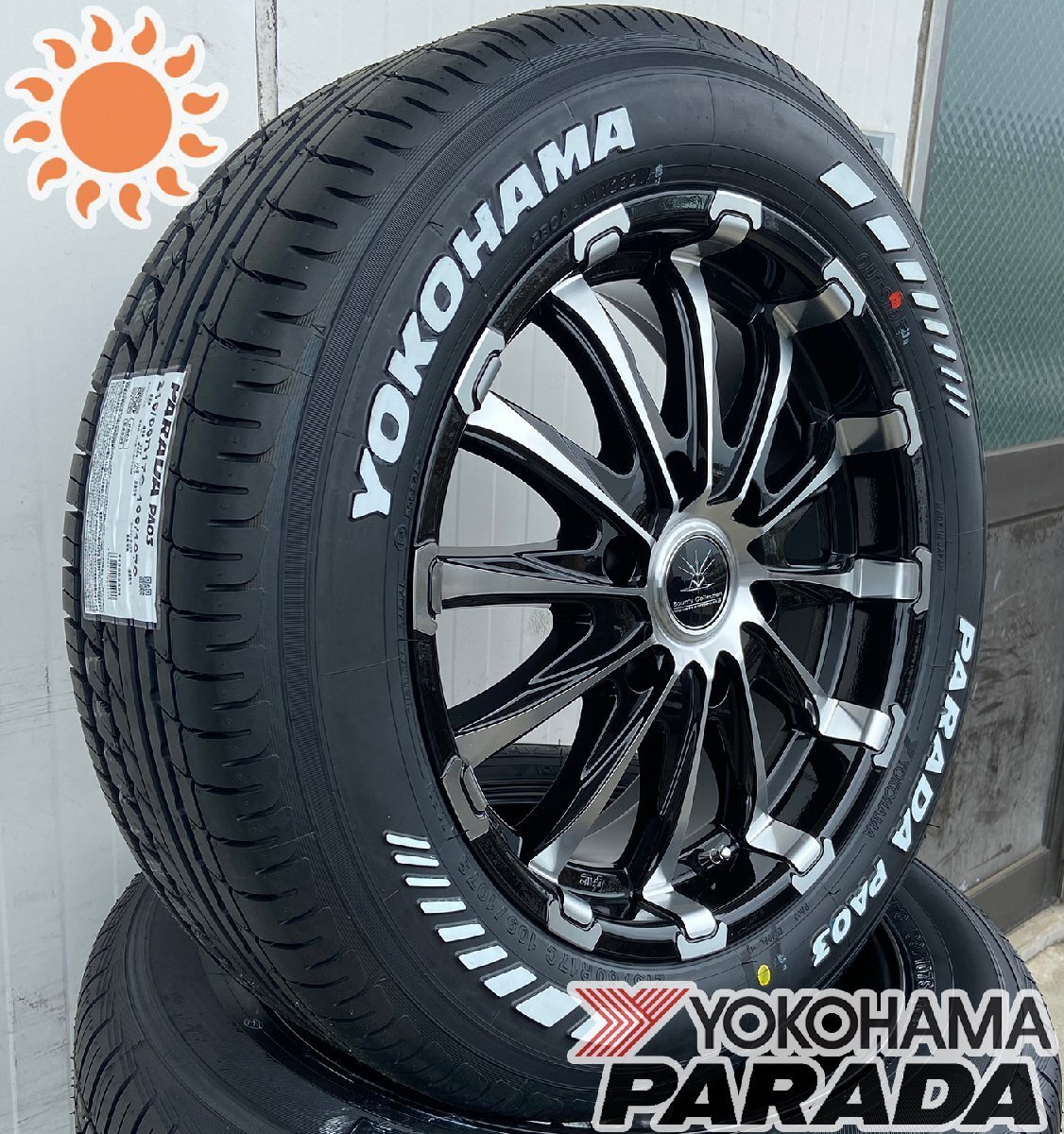 ハイエース 200系 レジアスエース タイヤホイール 215/60R17 ヨコハマ パラダ ホワイトレター BD12 車検対応 新品 4本セット拍卖