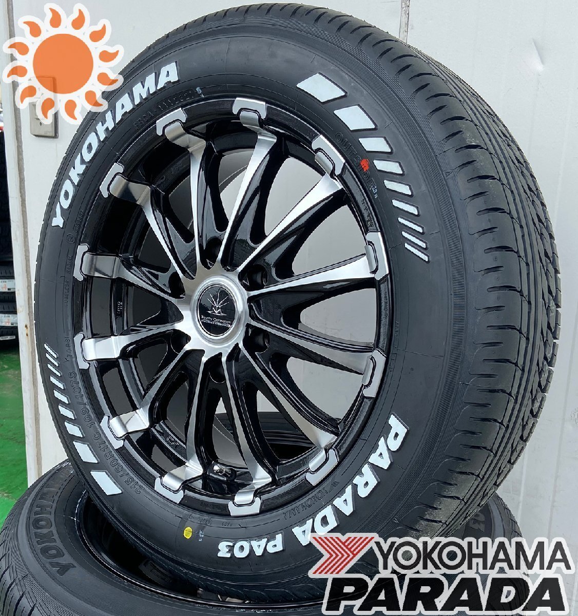 車検対応 17インチ タイヤ ホイール セット ハイエース 200系 ヨコハマ パラダ PA03 215/60R17 4本セット 1台分 BD12 ホワイトレター拍卖