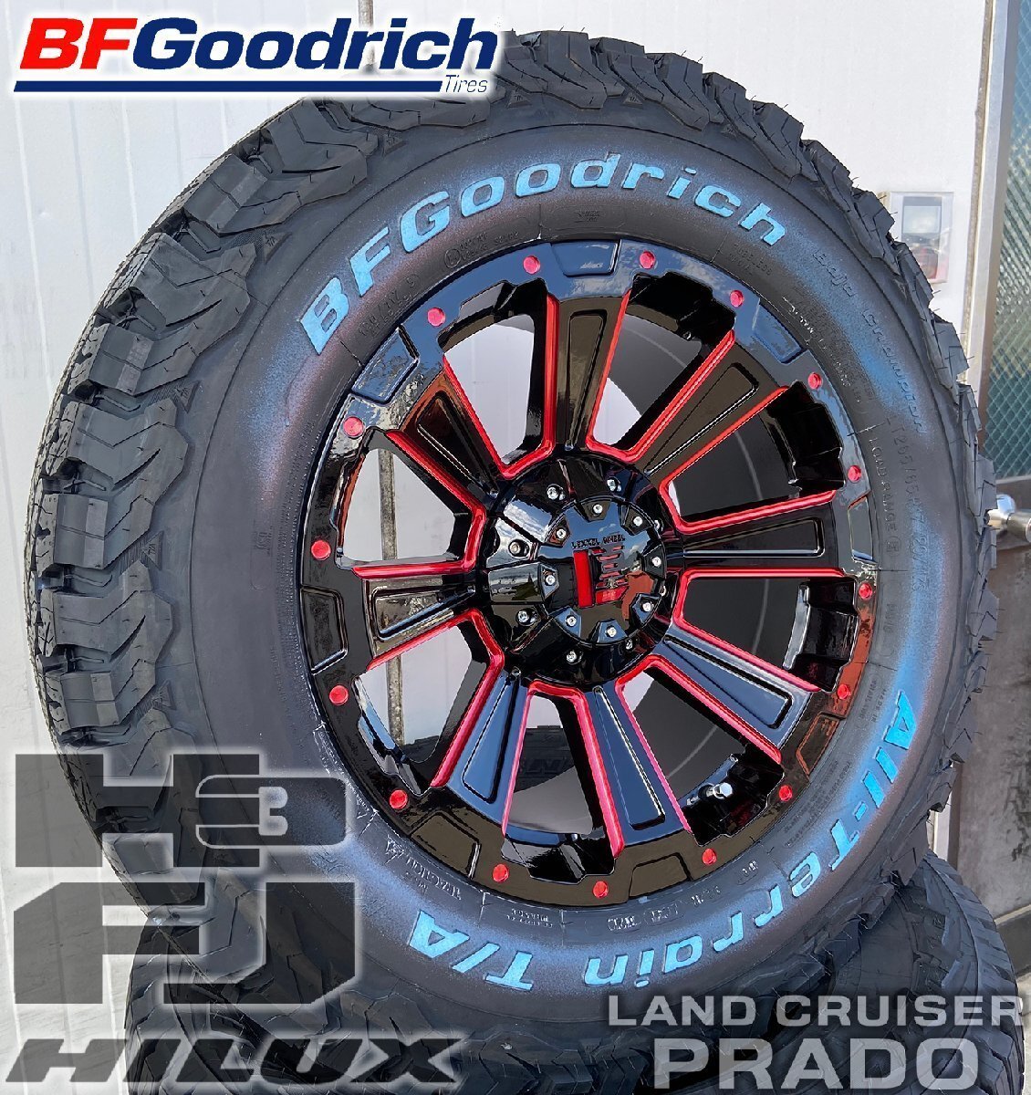 120 150 プラド ハイラックスサーフ FJ H3 BF グッドリッチ オールテレーン KO2 265/65R17 265/70R17 タイヤホイール 17インチ DeathRock拍卖