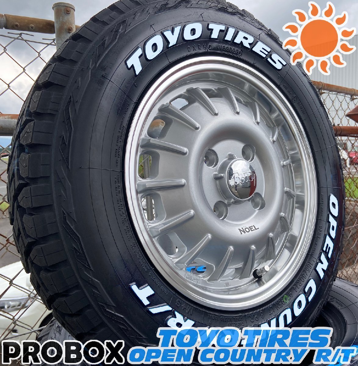 プロボックス サクシード 14インチ 4本組 タイヤホイールセット TOYO OPENCOUNTRY RT 165/80R14 Bounty Noel ホワイトレター拍卖