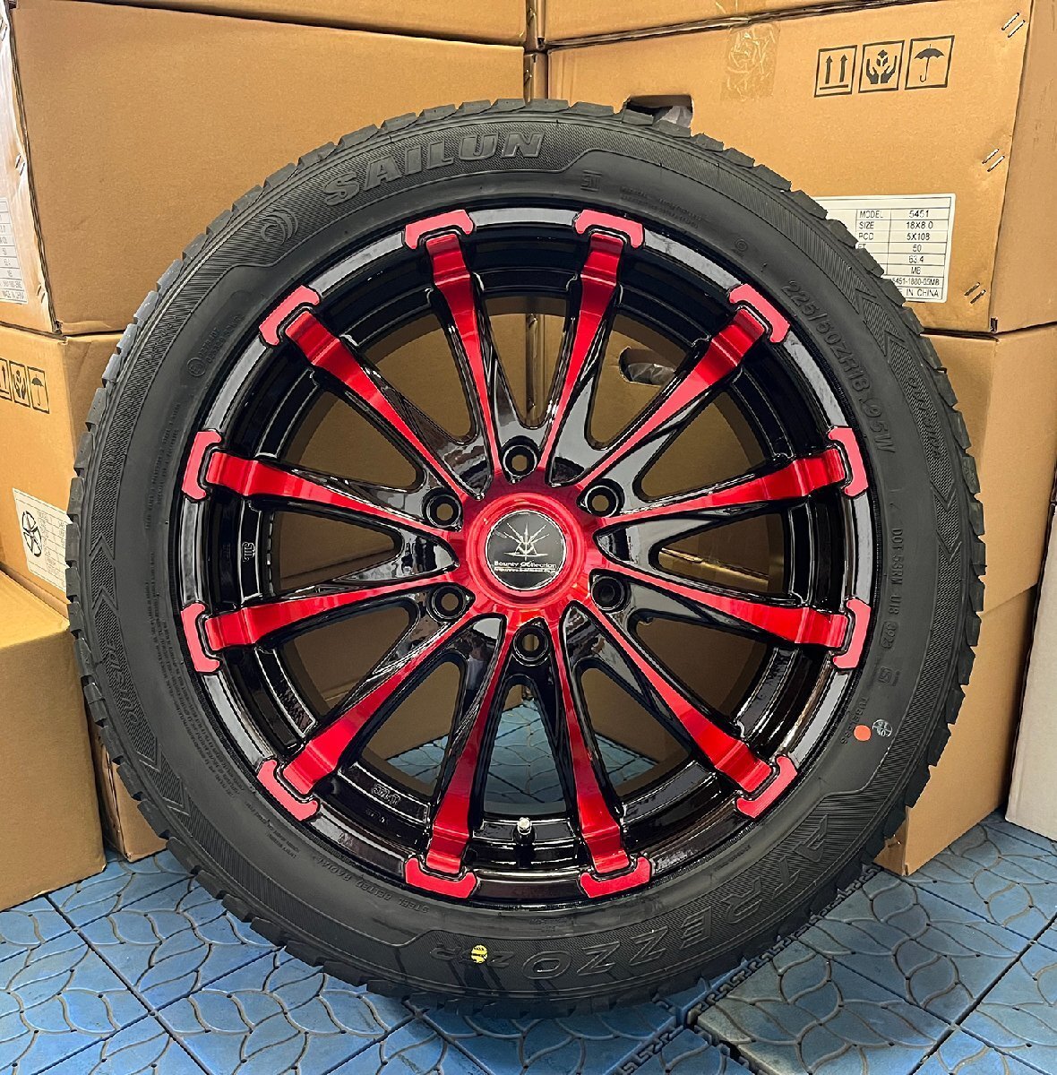 200系ハイエース レジアスエース 18インチ 新品 タイヤホイールセット 4本セット BD12 特選タイヤ 225/50R18拍卖
