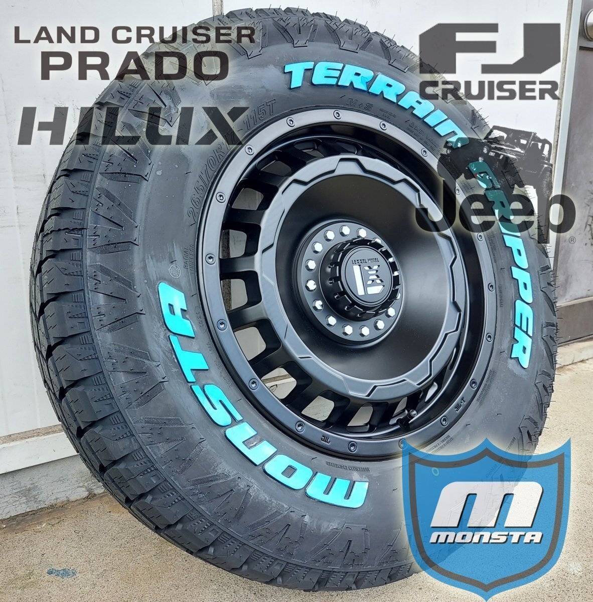 JL JK ラングラー LEXXEL SwaGGer MONSTA TERRAIN GRIPPER 265/65R17 265/70R17 285/70R17 タイヤホイール17インチ ホワイトレター拍卖