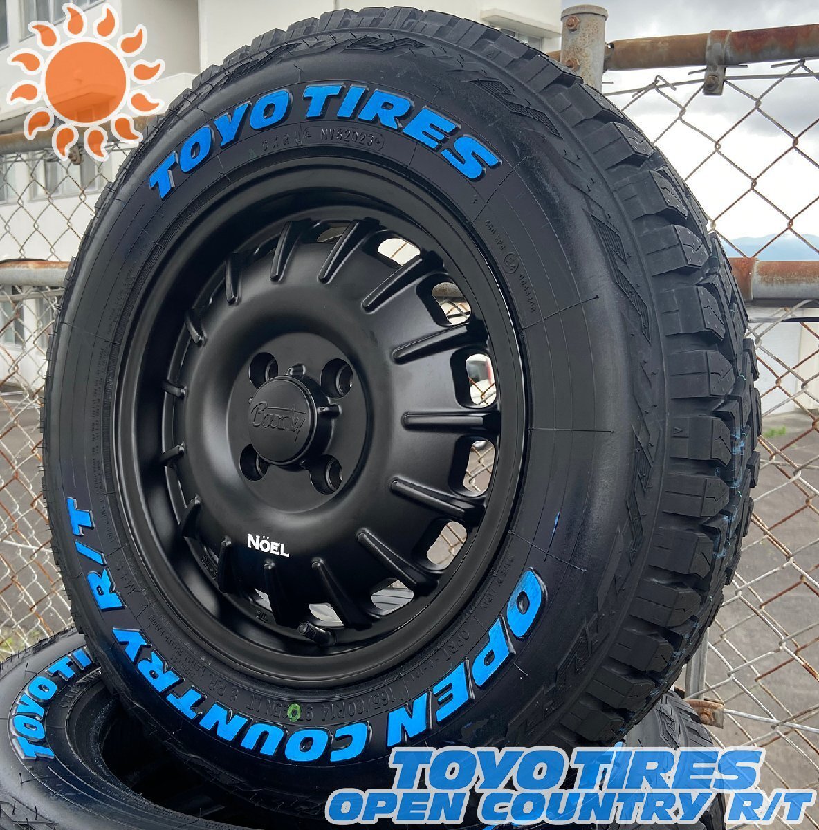 夏タイヤセット ハイゼットジャンボ デリカミニ タイヤホイールセット 4本セット 15インチ Noel トーヨー オープンカントリーRT 165/60R15拍卖