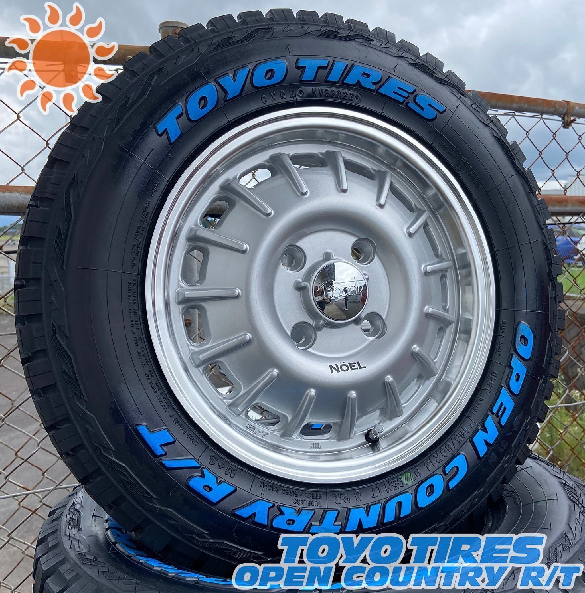 ハイゼットジャンボ ノーマル車高OK タイヤホイール 4本セット 15インチ Noel トーヨー オープンカントリーRT 165/60R15 ホワイトレター拍卖