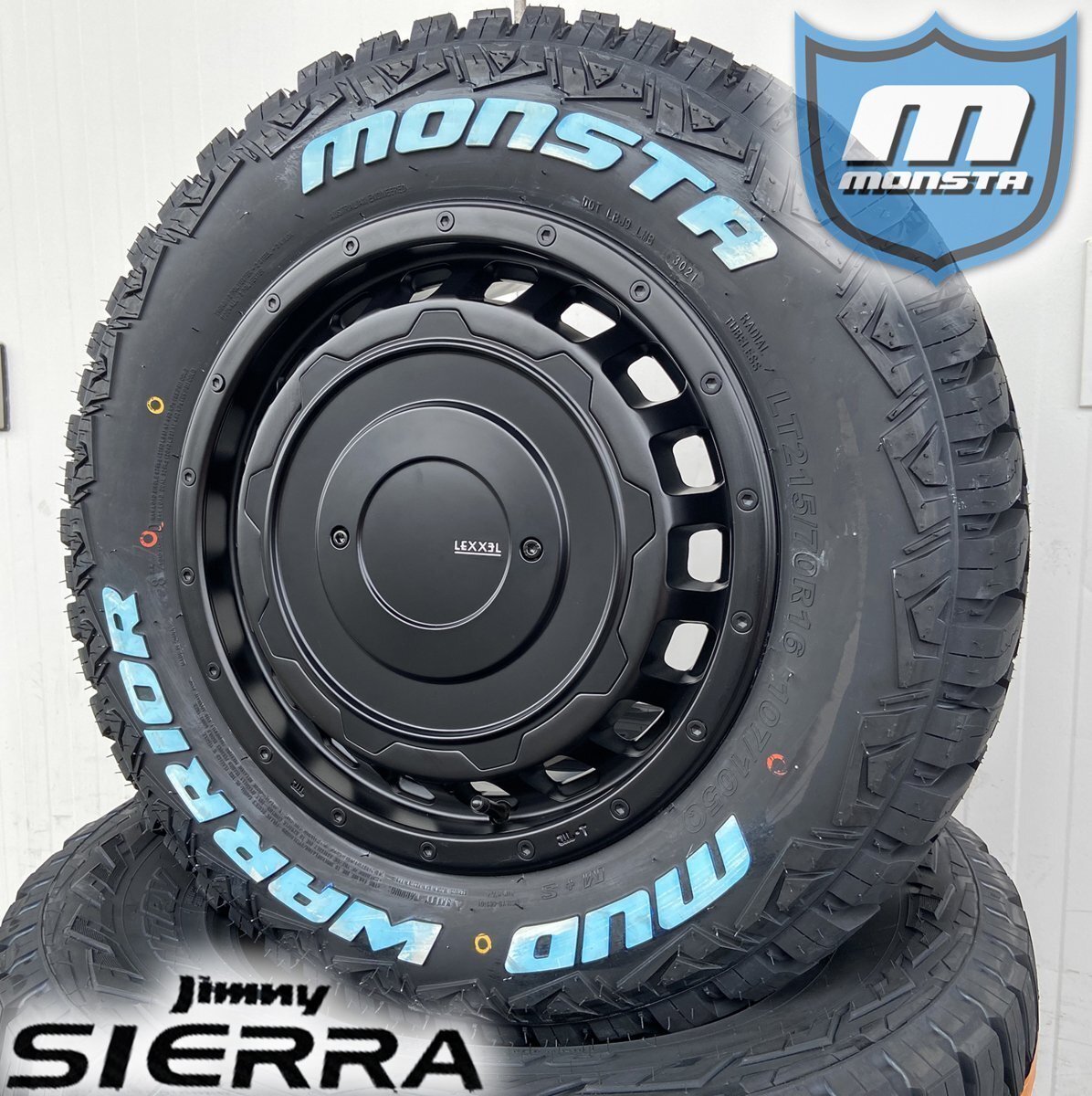 新品タイヤホイール ジムニー シエラ JB74W LEXXEL SwaGGer Old style MONSTA MUDWARRIOR 215/70R16 ホワイトレター 16インチ拍卖