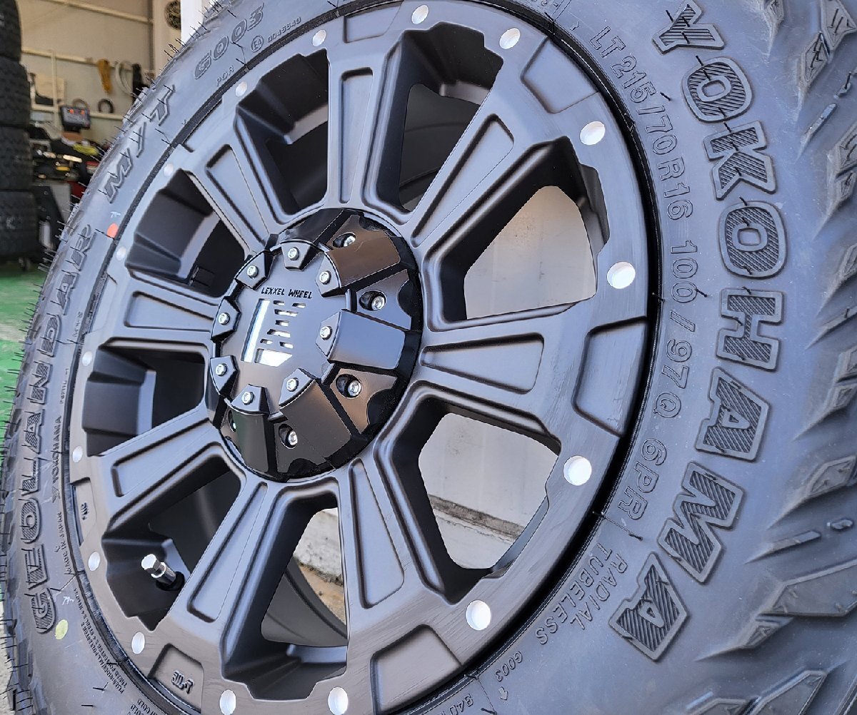 タイヤホイール16インチ 新品4本セット ハイエース レジアスエース LEXXEL DeathRock ヨコハマ ジオランダー MT G003 215/70R16拍卖