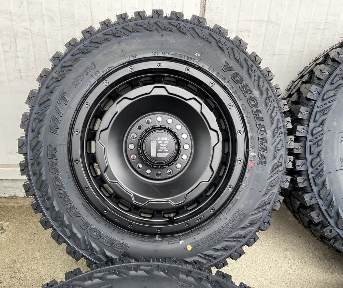 新品タイヤホイール4セット ジムニー シエラ LEXXEL SwaGGer ヨコハマ ジオランダー MT G003 215/70R16 16インチ マッドタイヤ拍卖