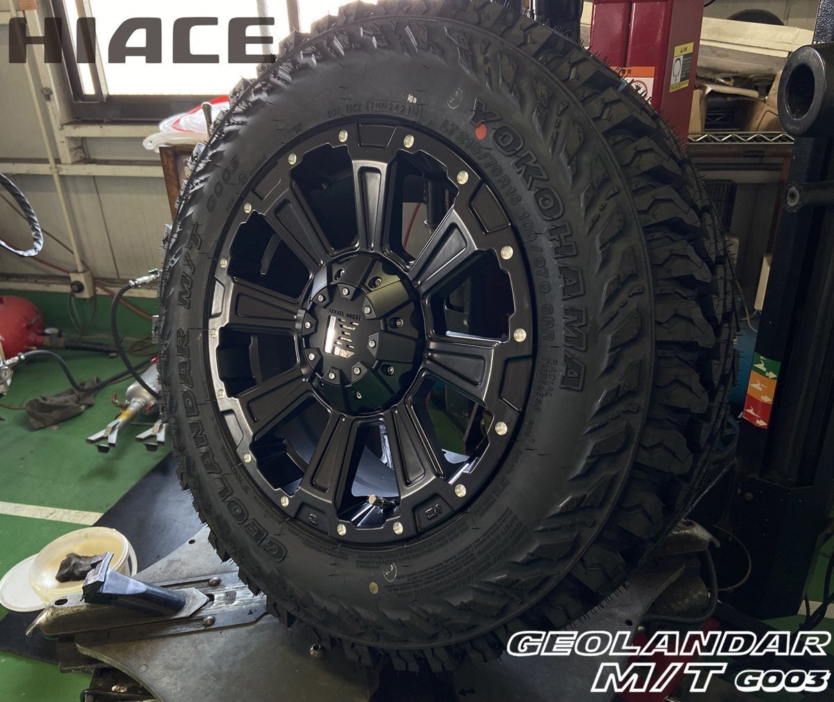 ハイエース レジアスエース LEXXEL DeathRock ヨコハマ ジオランダー MT G003 215/70R16 タイヤホイール16インチ 新品4本セット拍卖