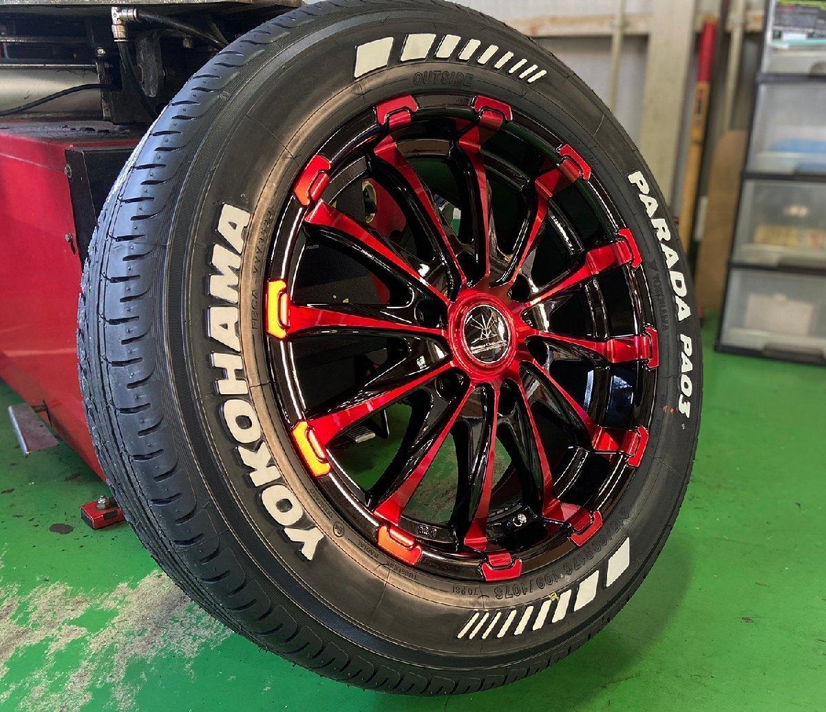 車検対応 200系 ハイエース レジアスエース 17インチ タイヤホイール 4本セット 1台分 BD12 ヨコハマ パラダ ホワイトレター 215/60R17拍卖