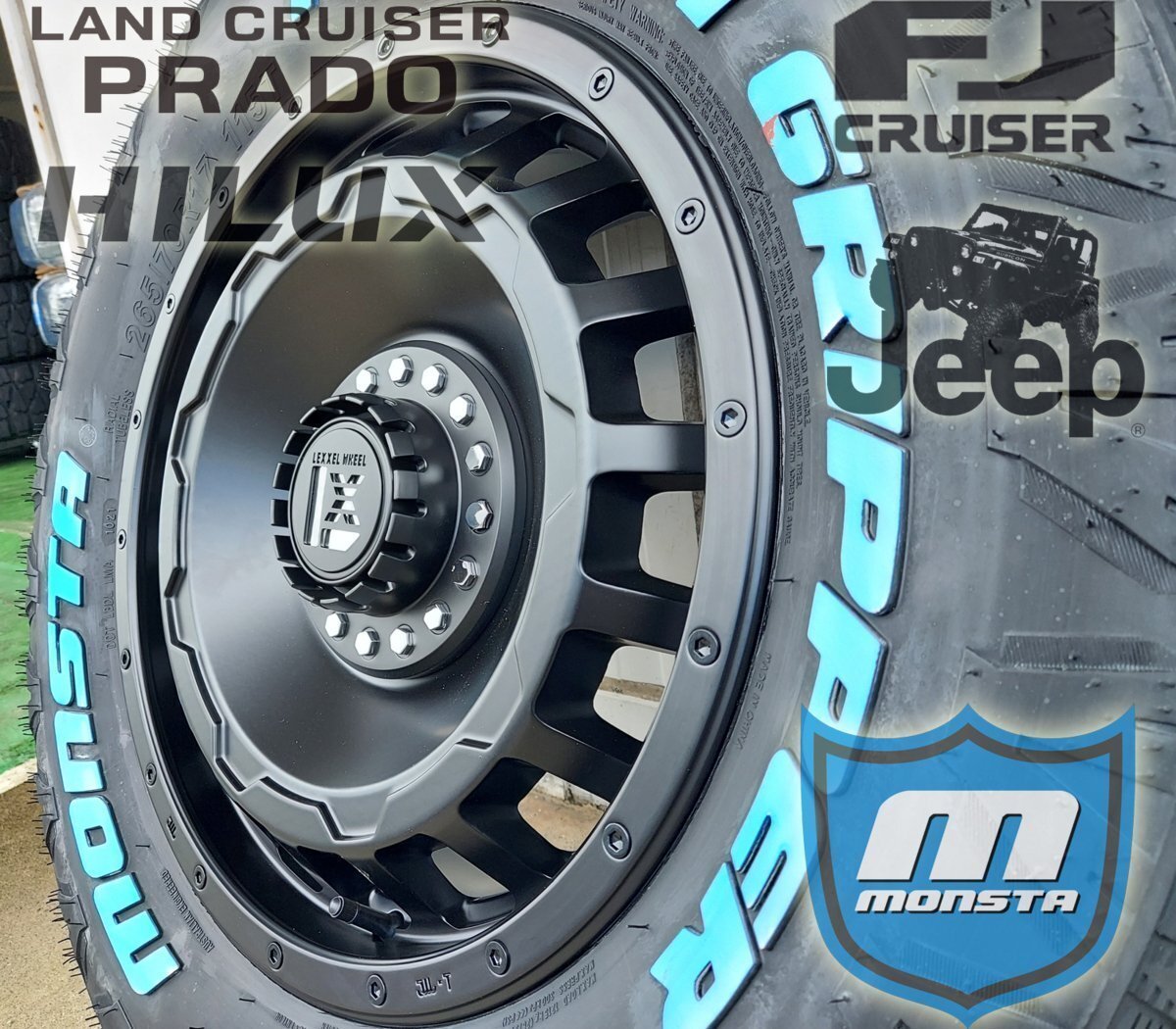 JL JK ラングラー LEXXEL SwaGGer MONSTA TERRAIN GRIPPER 265/65R17 265/70R17 285/70R17 タイヤホイール17インチ ホワイトレター拍卖