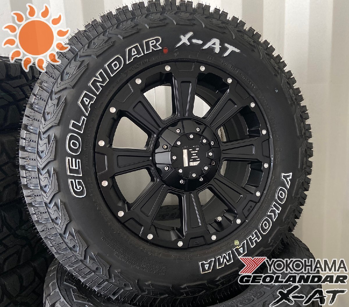 夏タイヤセット デリカD5 エクストレイル RAV4 タイヤホイールセット DeathRock ヨコハマ ジオランダーX-AT 235/70R16 ホワイトレター拍卖