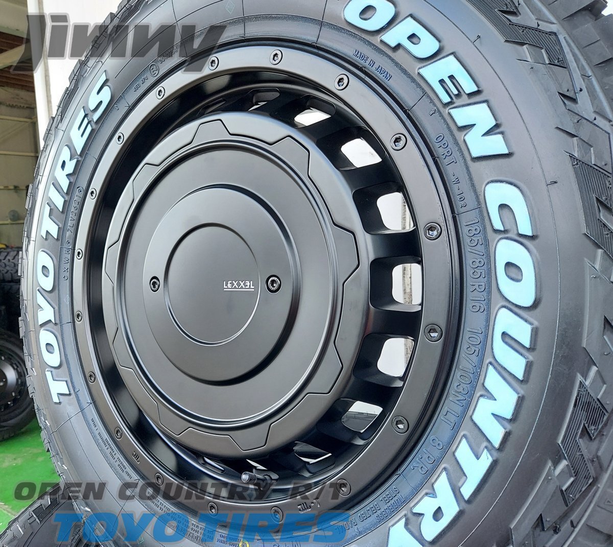 ジムニー JB23 JB64 LEXXEL SwaGGer Old style トーヨー オープンカントリー RT 185/85R16 タイヤホイールセット 16インチ ホワイトレター拍卖