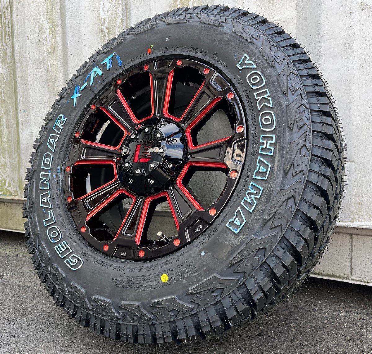 エクストレイル X-TRAIL 4本セット YOKOHAMA ヨコハマ ジオランダー X-AT 235/70R16 DeathRock デスロック タイヤホイール 16インチ拍卖