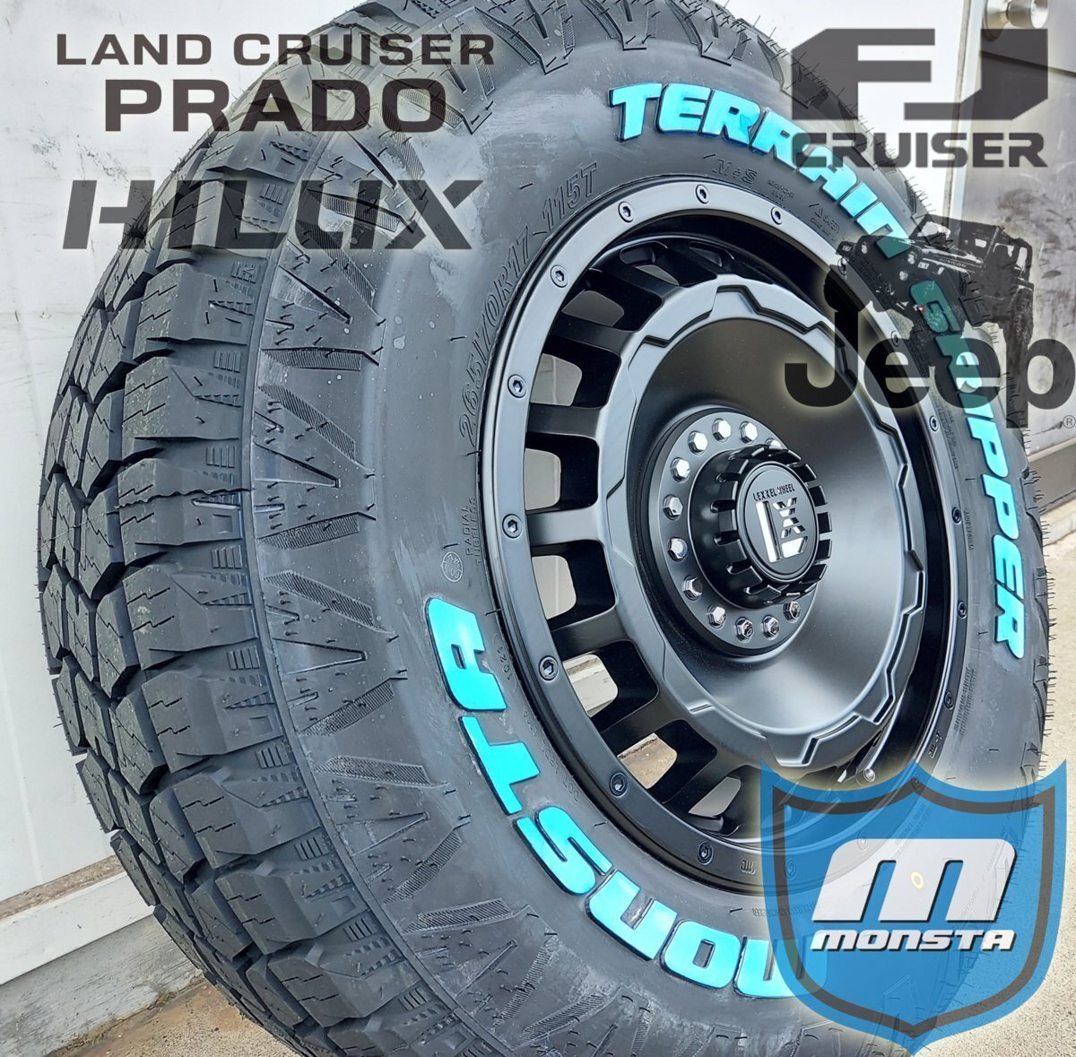 JL JK ラングラー LEXXEL SwaGGer MONSTA TERRAIN GRIPPER 265/65R17 265/70R17 285/70R17 タイヤホイール17インチ ホワイトレター拍卖
