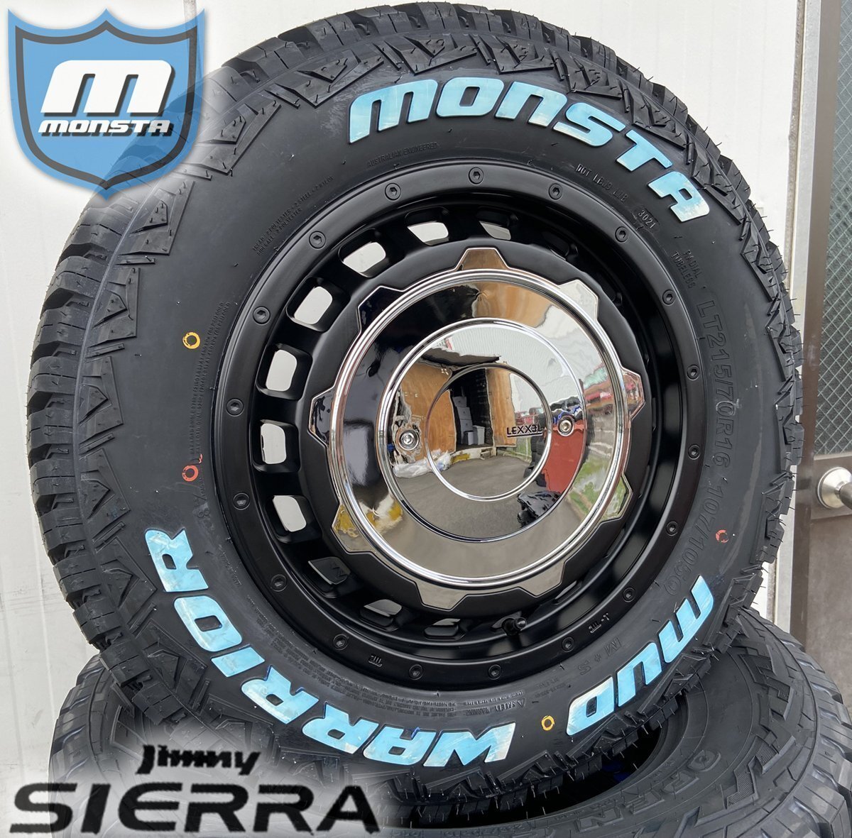 新品タイヤホイール ジムニー シエラ JB74W LEXXEL SwaGGer Old style MONSTA MUDWARRIOR 215/70R16 ホワイトレター 16インチ拍卖