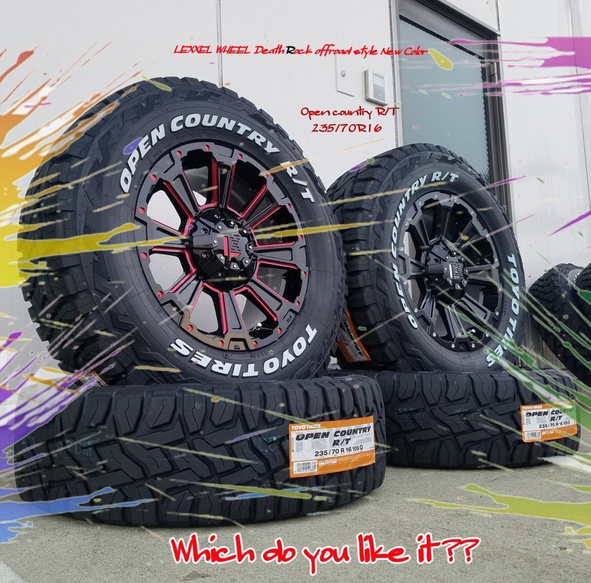 LEXXEL【DeathRock】デリカD5 エクストレイル RAV4 CX5 ヴァンガード 16インチ トーヨー オープンカントリー RT 235/70R16 ホワイトレター拍卖