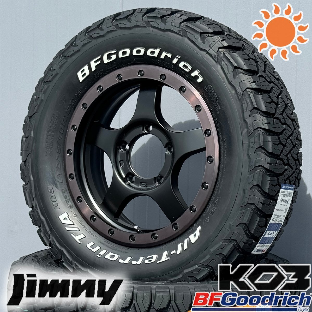 ジムニー JB64 リフトアップ必須 【背面用付き】5本セット タイヤホイールセット 16インチ BF Goodrich AT KO3 215/70R16 225/70R16 BDX05拍卖