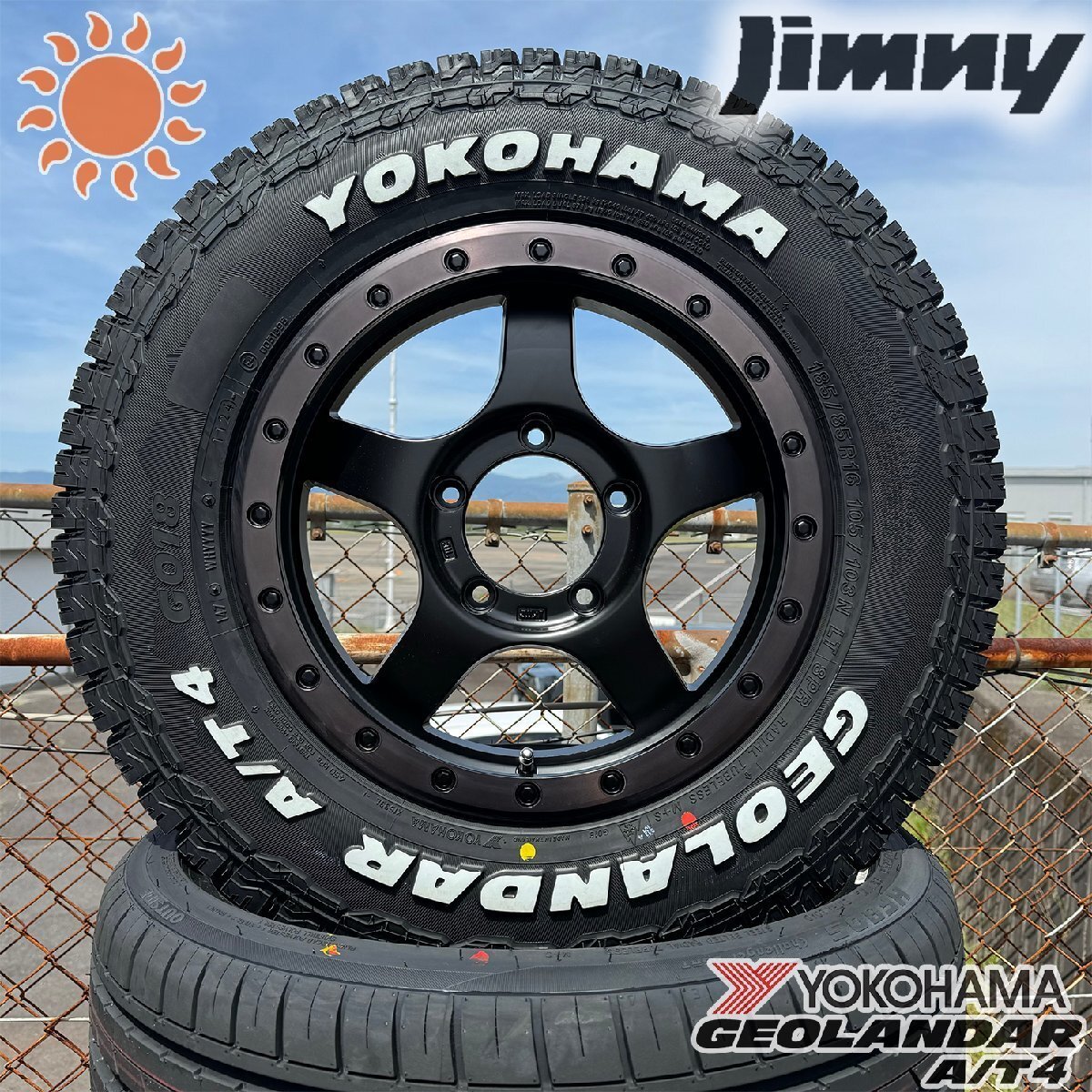 新品 ジムニー JB64 JB23 タイヤホイール 4本セット 1台分 ヨコハマ ジオランダー AT4 185/85R16 ホワイトレター BDX05拍卖