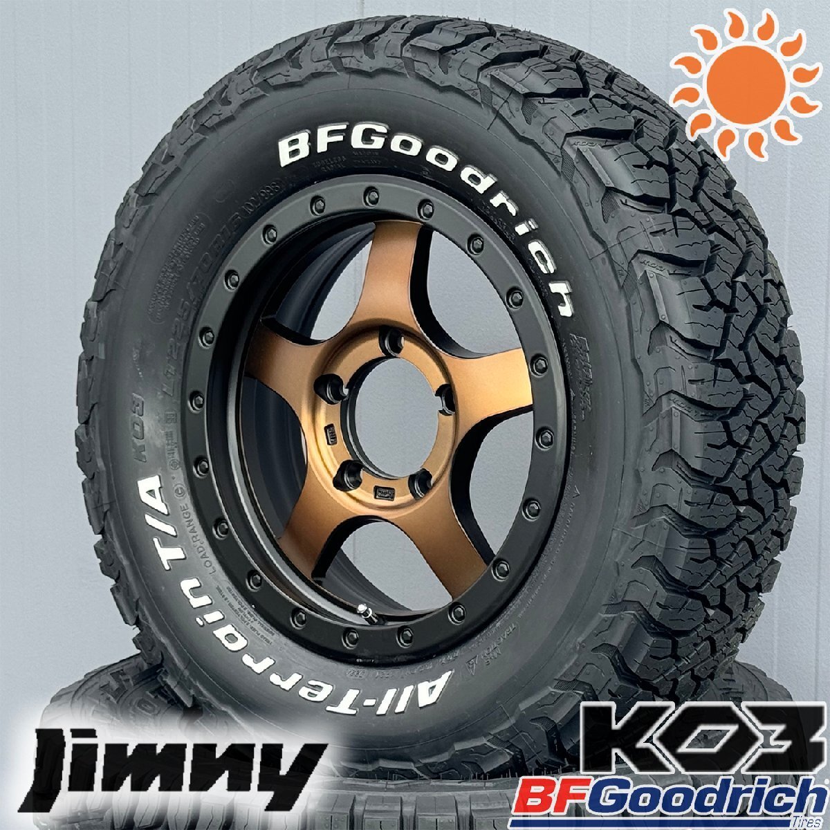 【カスタム向け】ジムニー JB64 JB23 リフトアップ必須 タイヤホイールセット 16インチ BF Goodrich AT KO3 215/70R16 225/70R16 BDX05拍卖