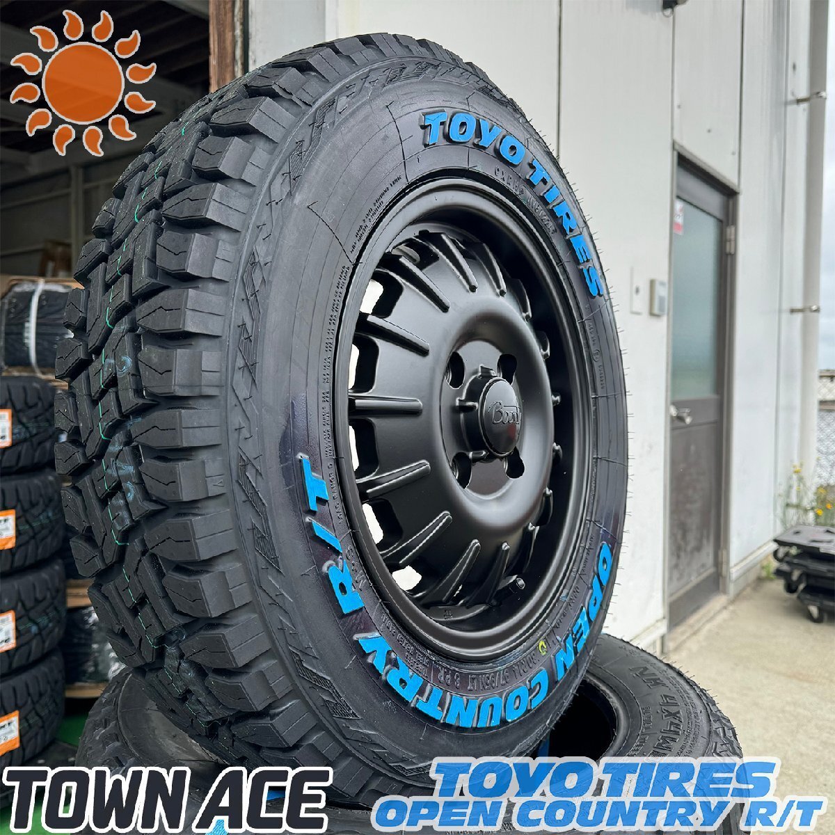 夏タイヤセット タウンエース タイヤホイール 4本セット 14インチ トーヨー オープンカントリーRT 165/80R14 Bounty Noel ホワイトレター拍卖