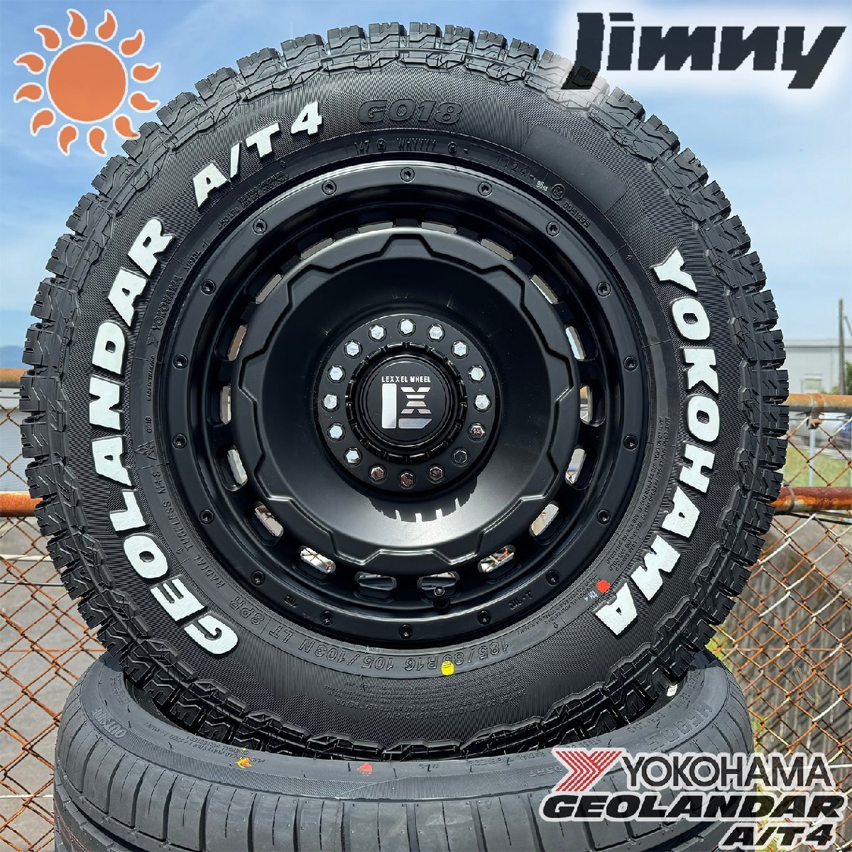 ジムニー タイヤホイール 16インチ ヨコハマ ジオランダー AT4 185/85R16 ホワイトレター 白文字タイヤ SwaGGer オールテレーンタイヤ拍卖