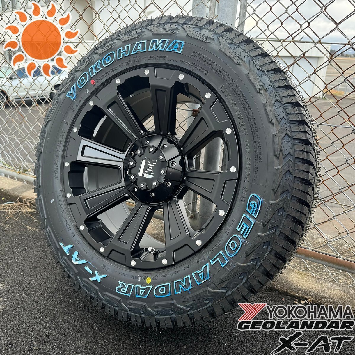 リフトアップ車 デリカD5 17インチ タイヤホイールセット 4本セット 1台分 ヨコハマ ジオランダーX-AT 245/65R17 ホワイトレター DeathRock拍卖