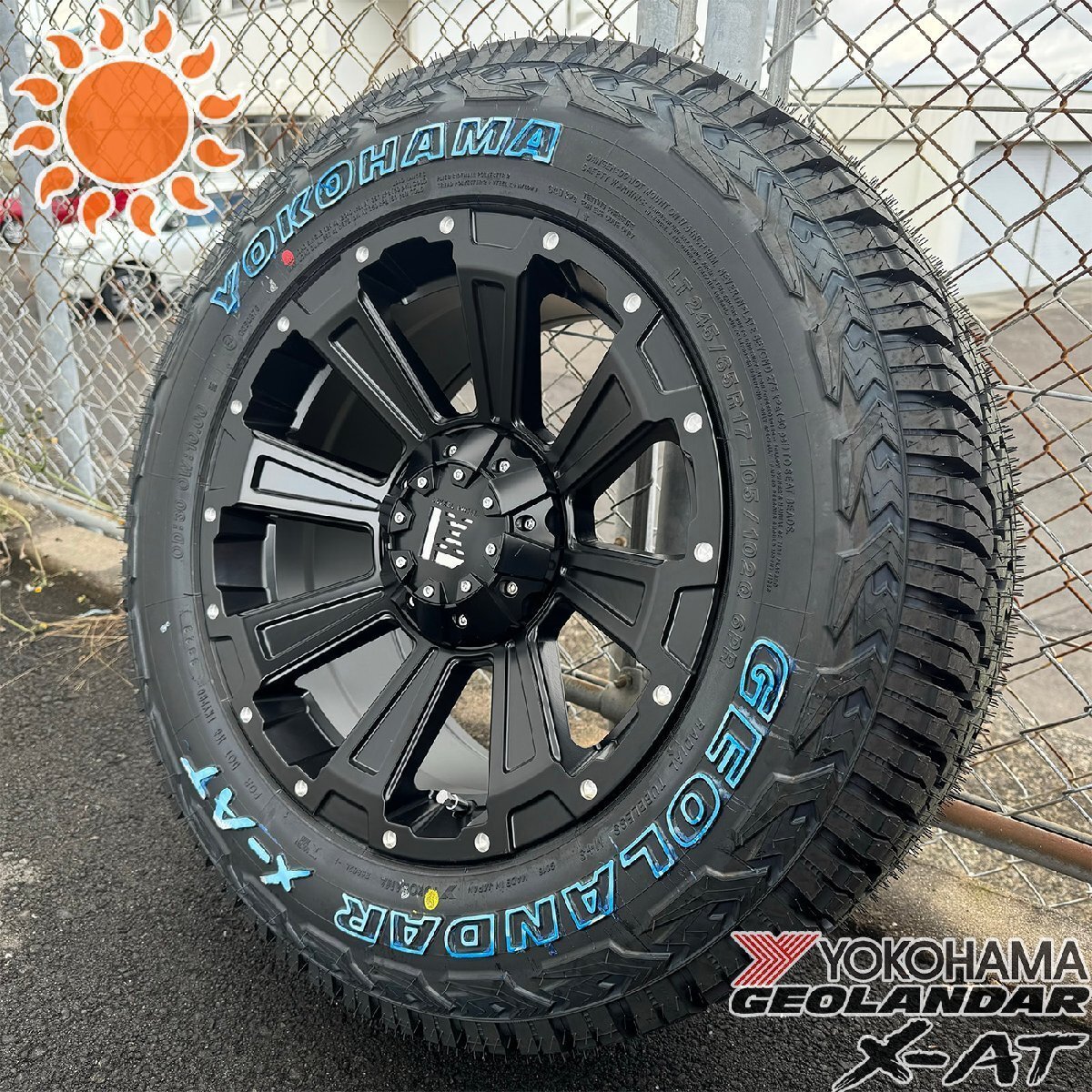 リフトアップ車 デリカD5 17インチ タイヤホイールセット 4本セット 1台分 ヨコハマ ジオランダーX-AT 245/65R17 ホワイトレター DeathRock拍卖