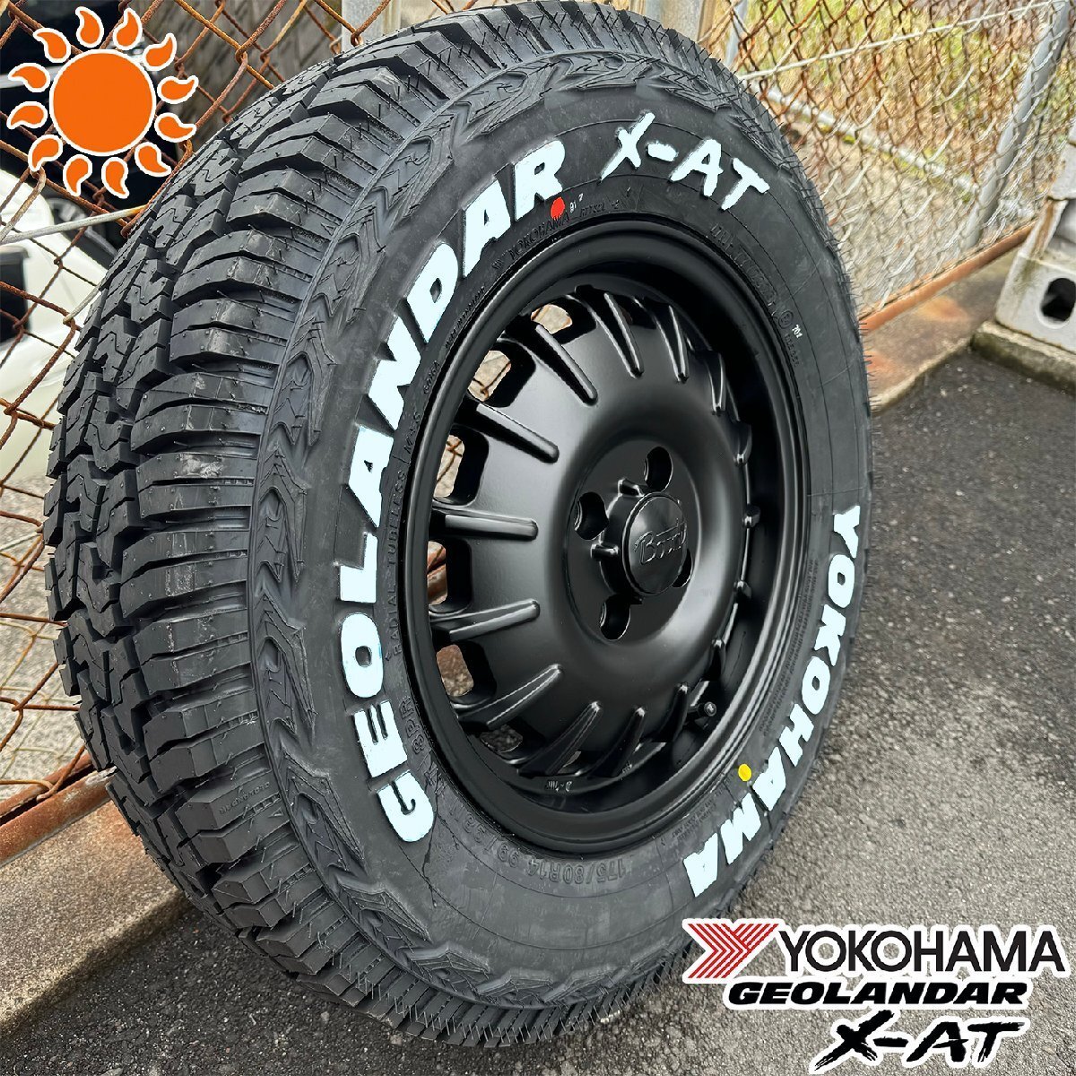 夏タイヤセット 4本セット プロボックス PORBOX ADバン 14インチ ヨコハマ ジオランダー X-AT 175/80R14 Bounty Noel ホワイトレター拍卖