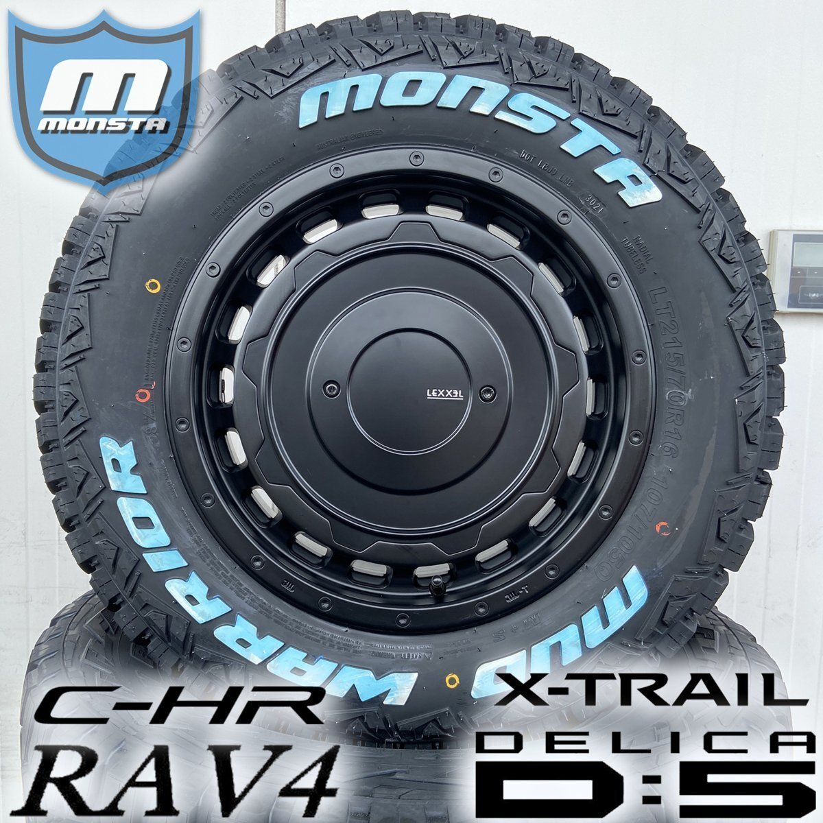 D5 エクストレイル クロスロード CX5 RAV4 LEXXEL SwaGGer Old style MONSTA MUDWARRIOR 215/70R16 235/70R16 ホワイトレター 16インチ拍卖