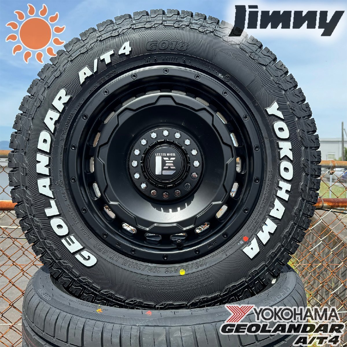 新品 タイヤホイール 4本セット 1台分 ジムニー JB64 JB23 JA12 JA11 ヨコハマ ジオランダー G018 AT4 185/85R16 ホワイトレター SwaGGer拍卖