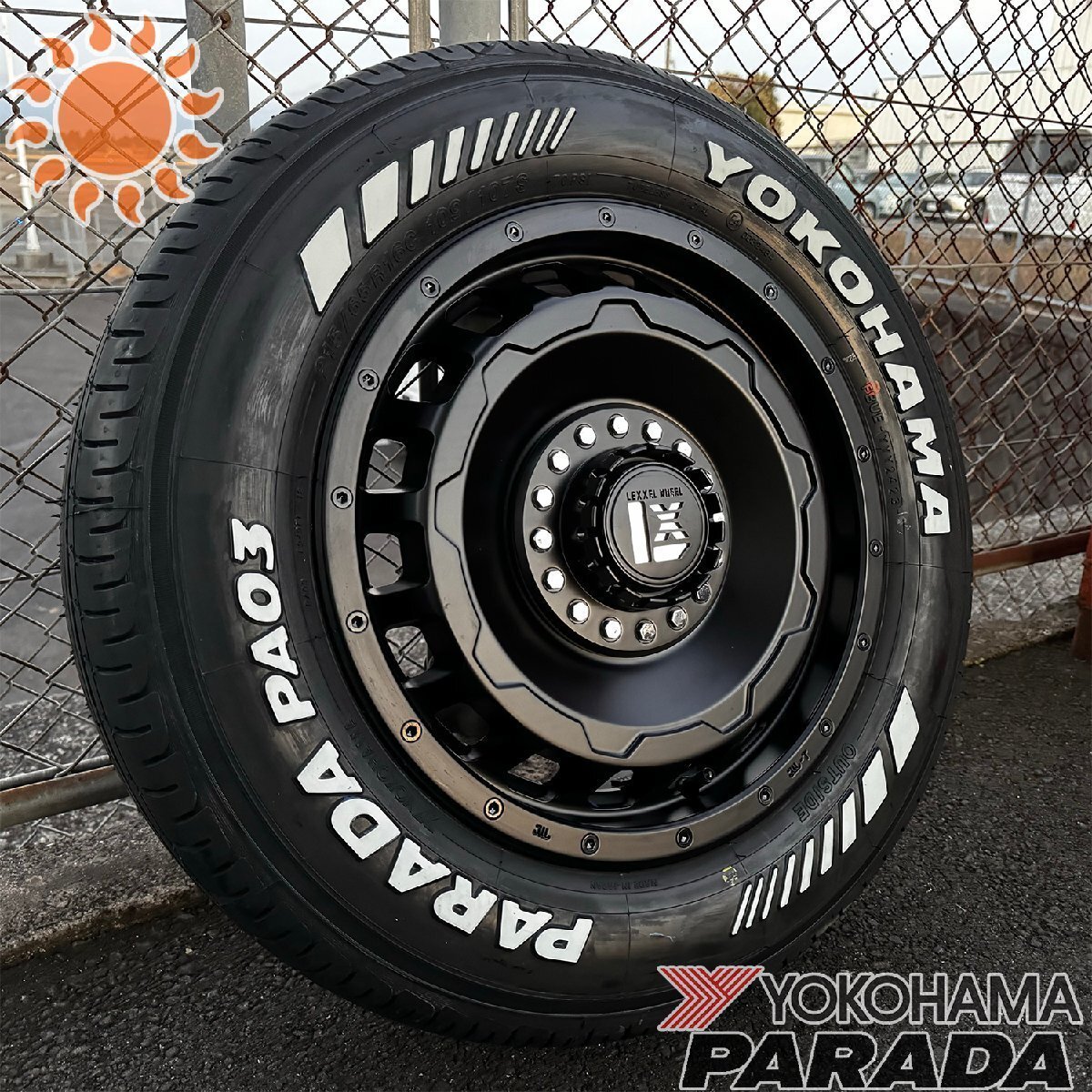 車検対応 200系ハイエース レジアスエース 16インチ タイヤ ホイールセット 4本セット 1台分 ヨコハマ パラダ PA03 215/65R16 107/109 LT拍卖