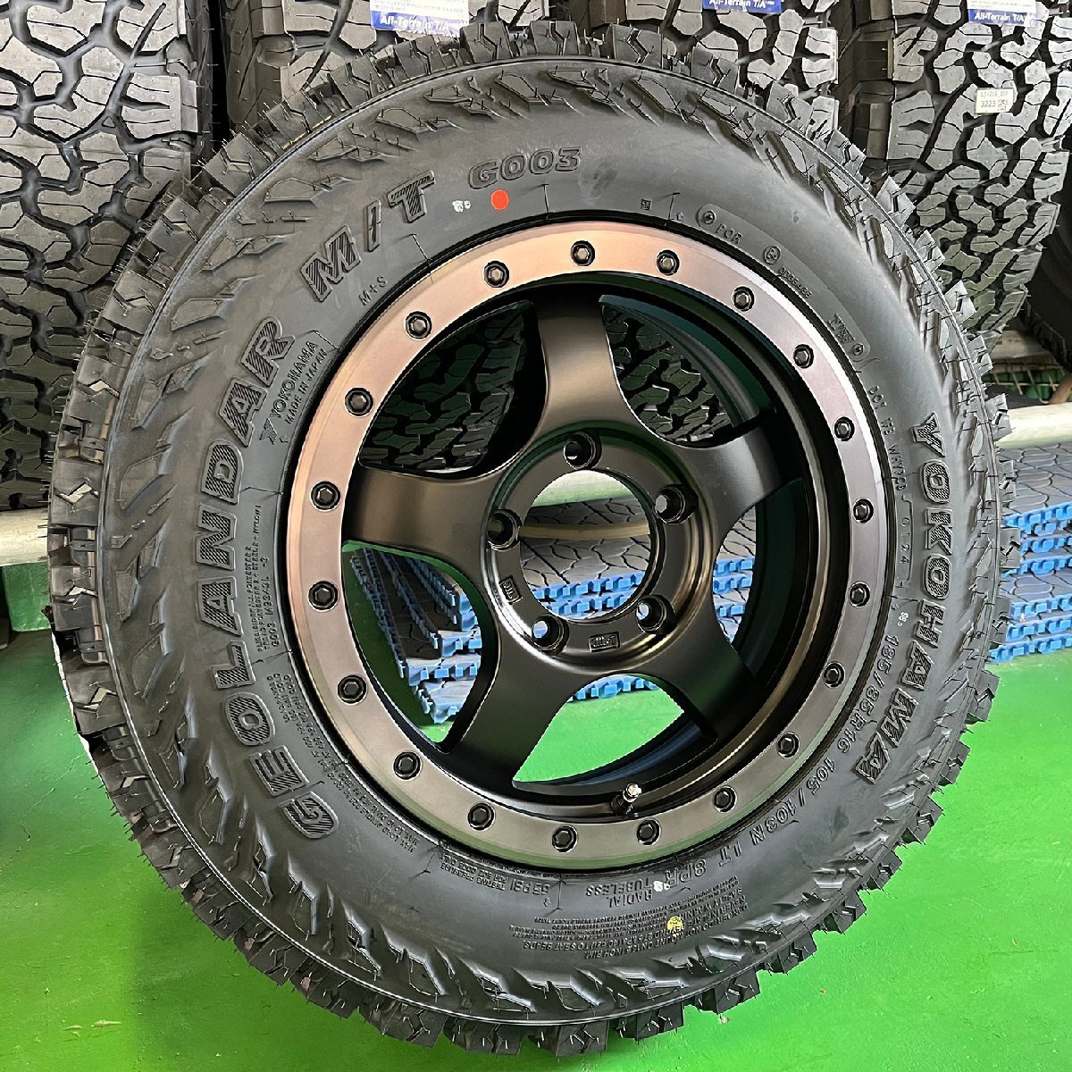 ジムニーホイールセット 4本 16インチ 新品タイヤ ヨコハマ ジオランダー MT 185/85R16 タイヤホイールセット BDX05 ブラック系 夏タイヤ拍卖