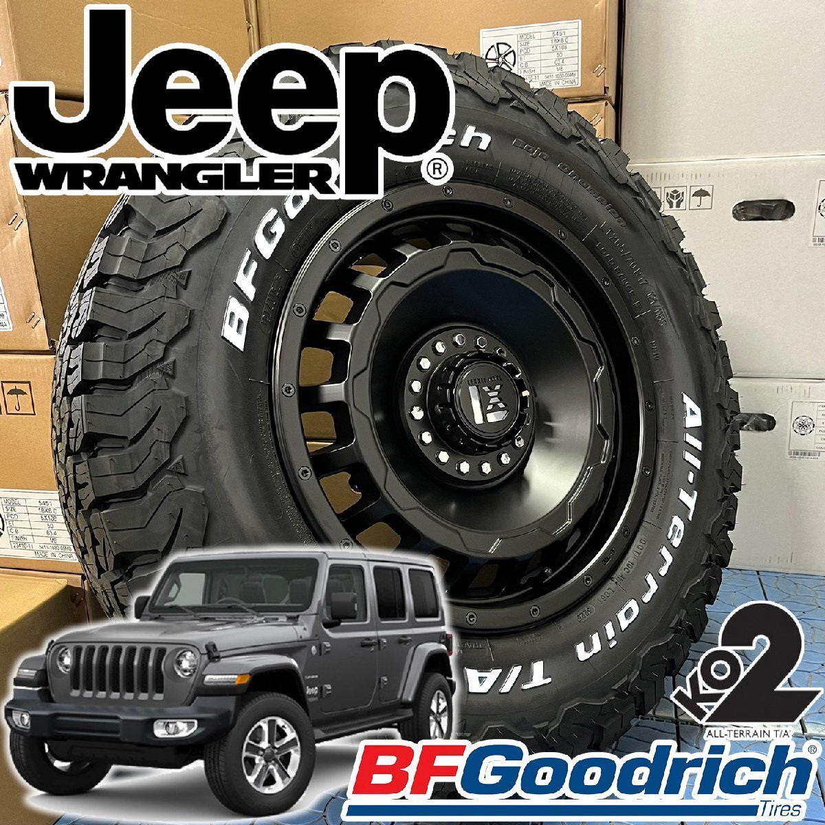 ジープ ラングラー JL JK タイヤホイール 4本セット SwaGGer BF グッドリッチ オールテレーン KO2 265/70R17 285/70R17拍卖