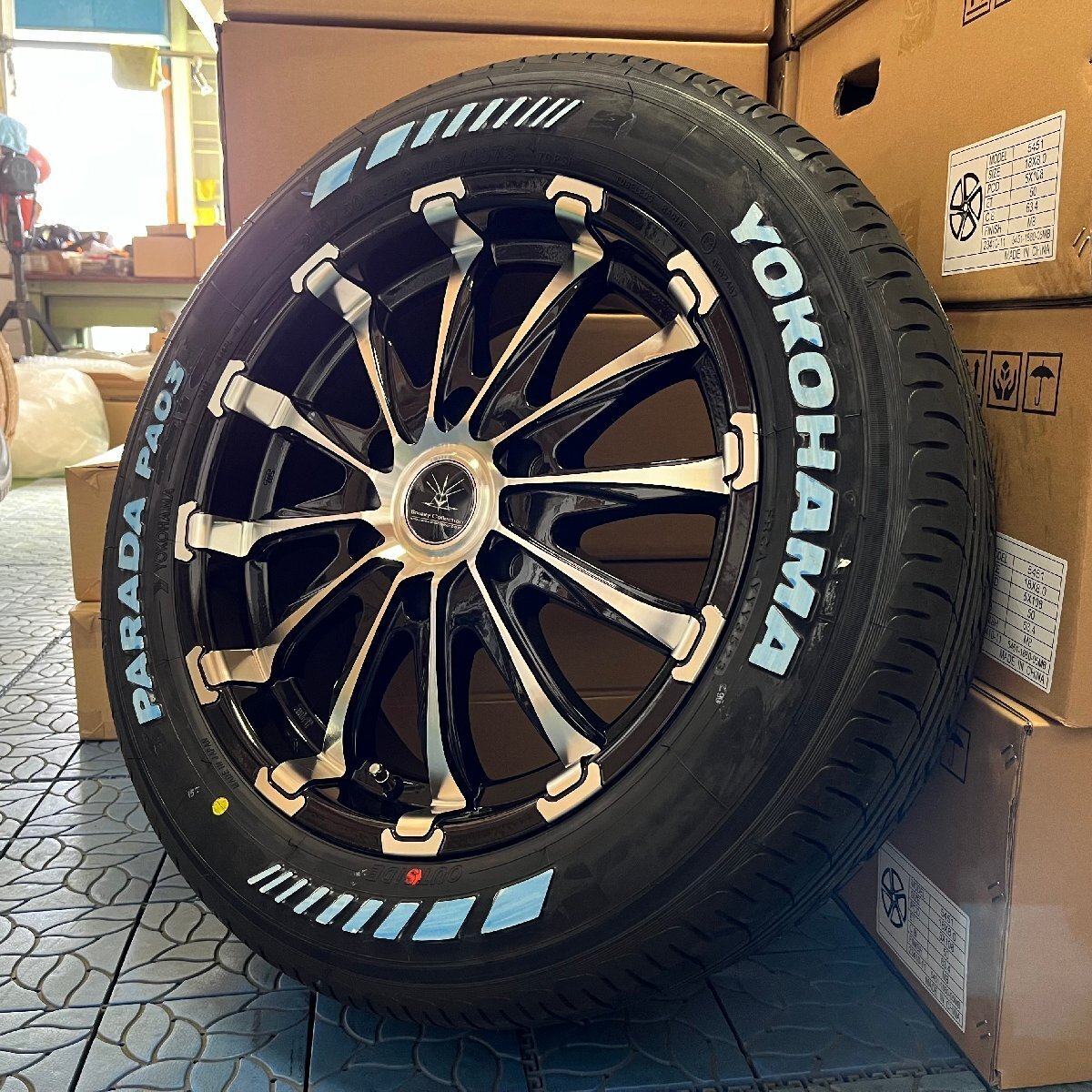 車検対応 200系ハイエース タイヤホイール ヨコハマ YOKOHAMA PARADA パラダ ホワイトレター 215/60R17 17インチ BD12 ホワイトポリッシュ拍卖